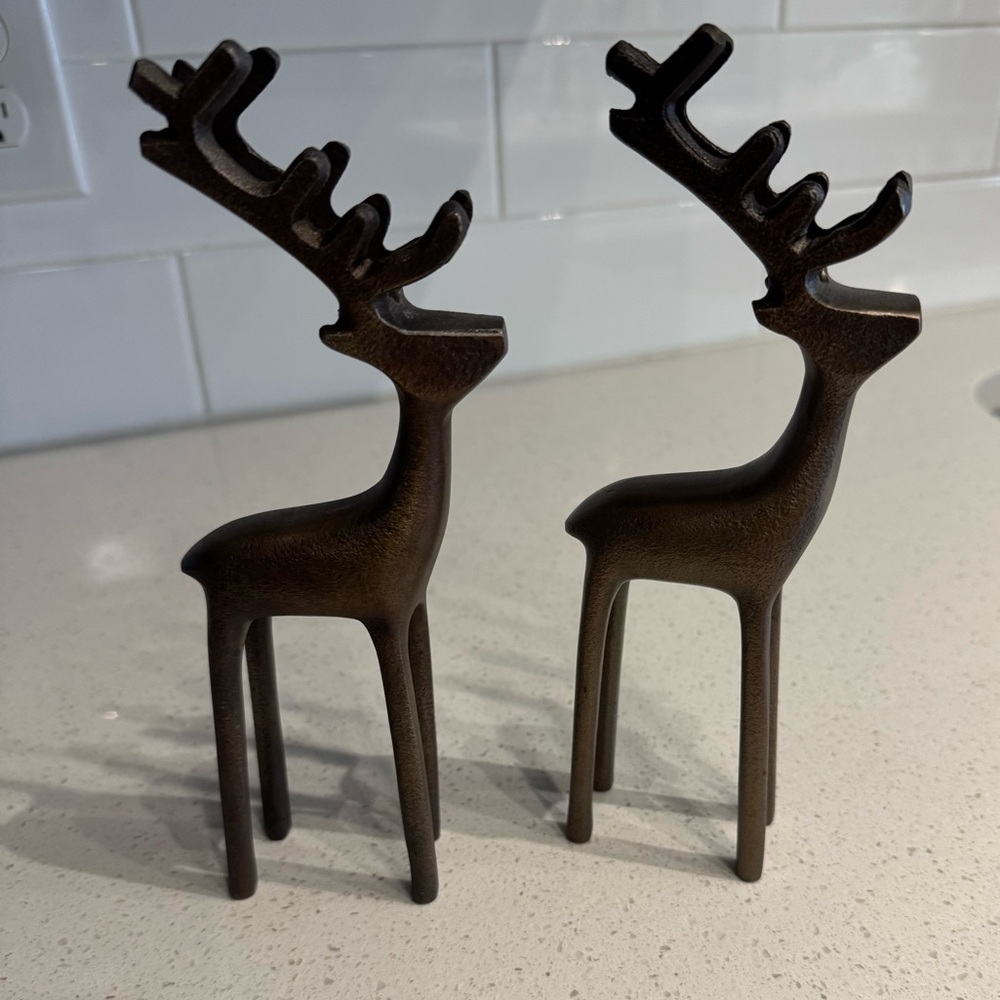 Crate and Barrell Brown Reindeer Figurines